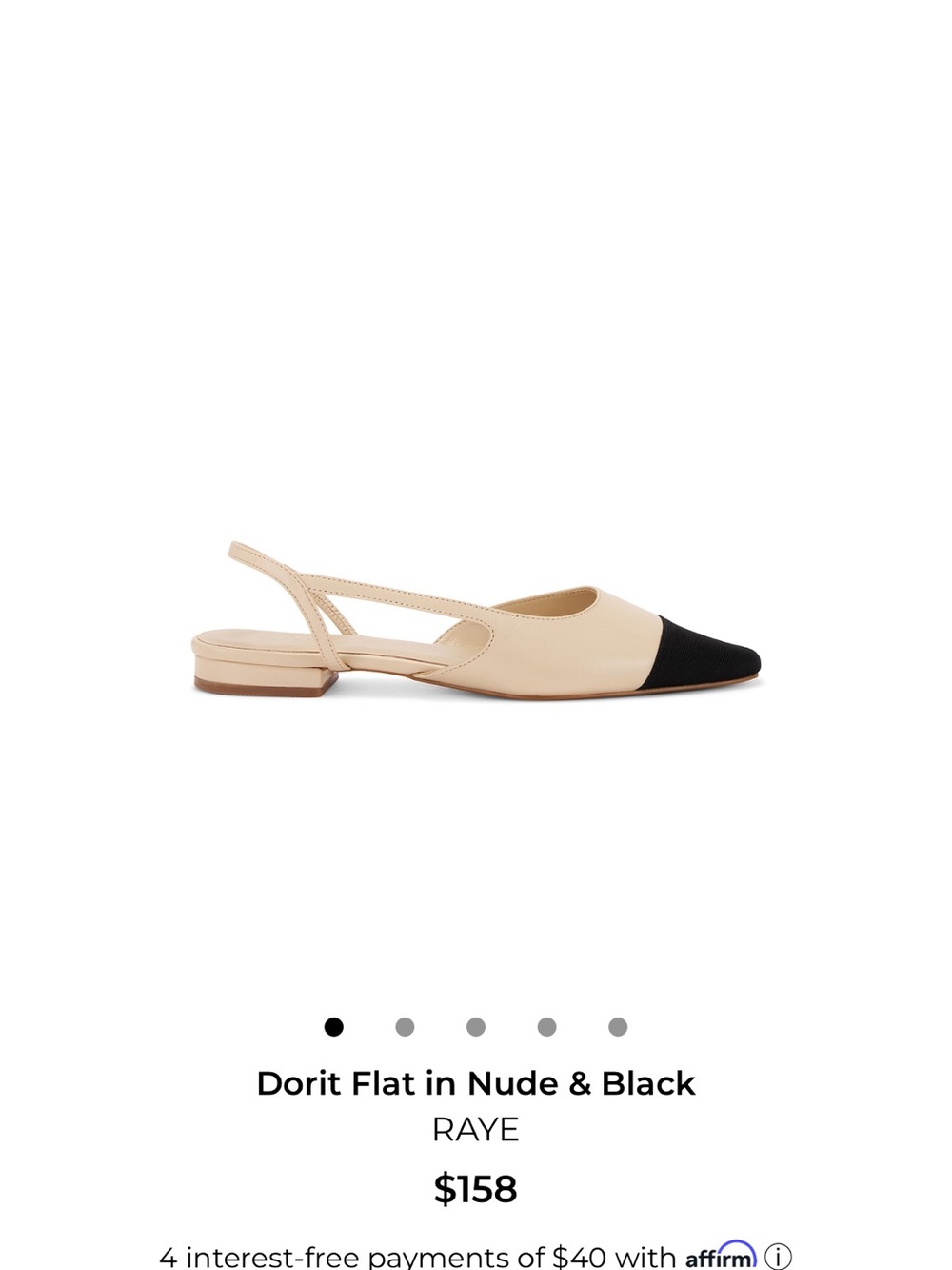 RAYE Dorit Slingback Flat in Nude and Black